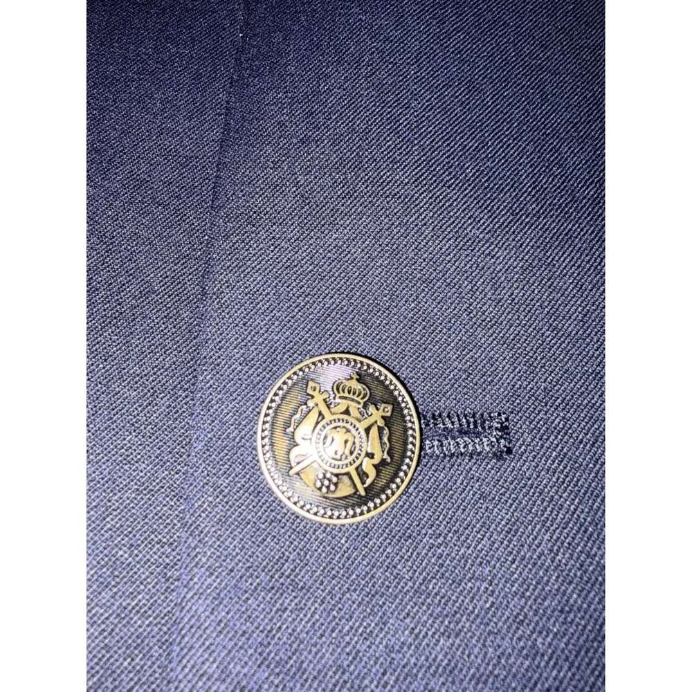 Paul Fredrick Navy Wool Suit Jacket Mens 44R‎ Gold Button Blazer Classic